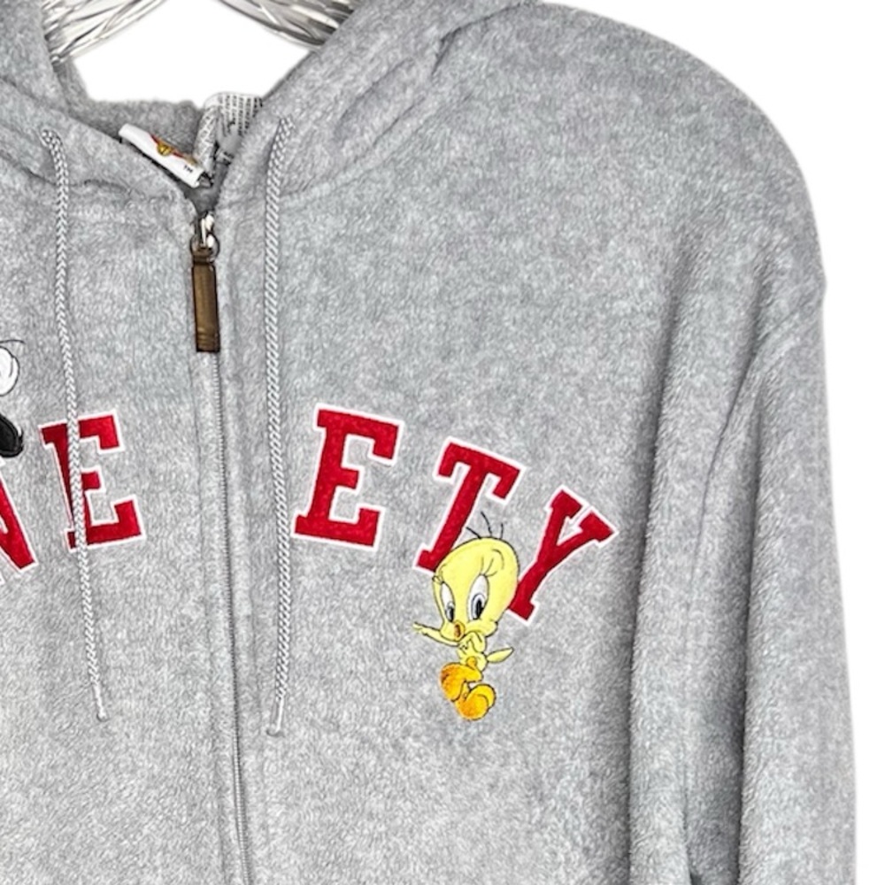 Vintage Looney Tunes Unisex Medium Warner Bros. Gray Sylvester Tweety Hoodie SZM - Picture 6 of 9